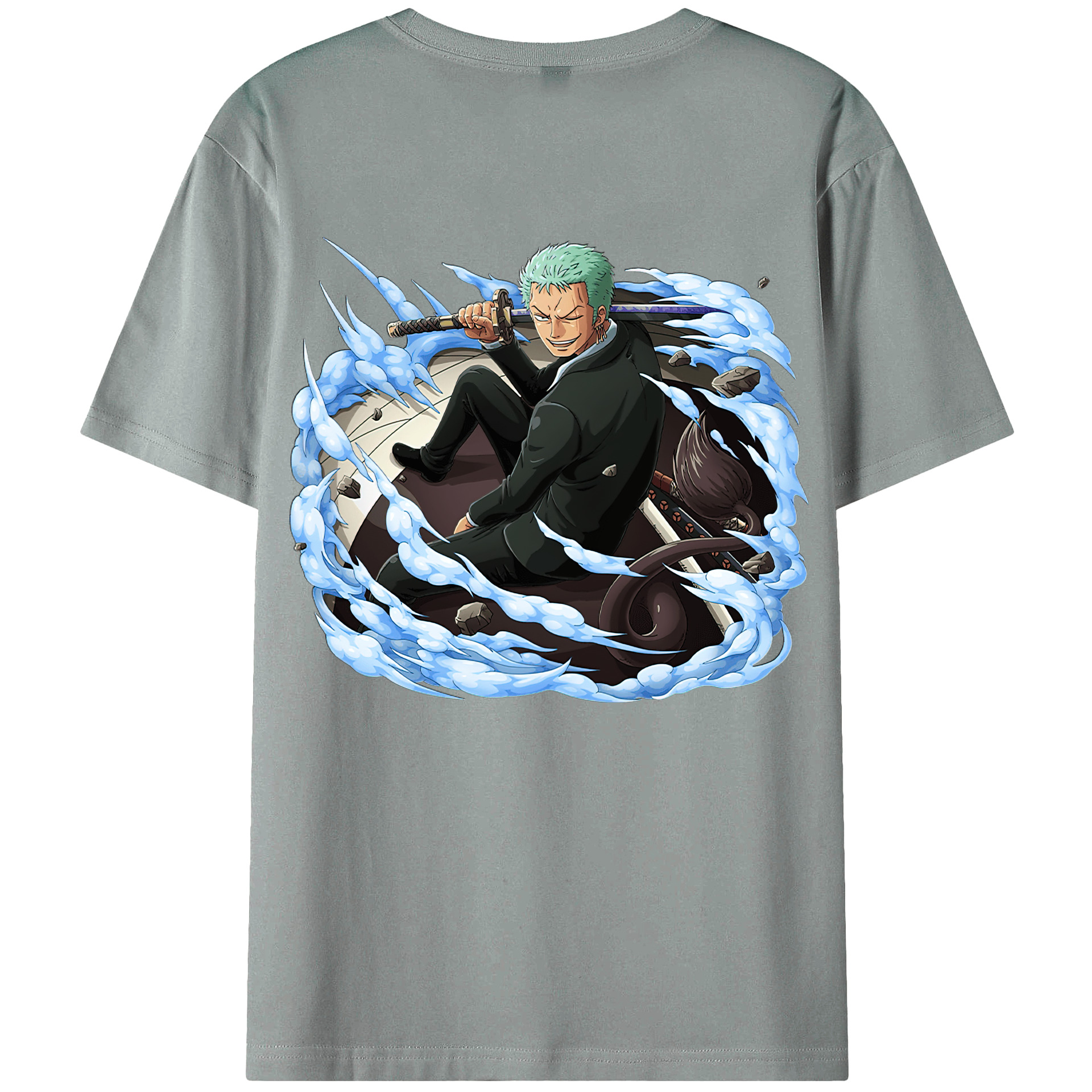 ワンピース ロロノア・ゾロ ONE PIECE Roronoa Zoro 綿100％ メンズ半袖Tシャツ（バックプリント） 通気性